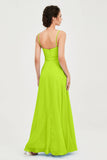 Spaghetti Straps Chiffon Bridesmaid Dress Sweetheart A line Formal Evening Dresses Gowns