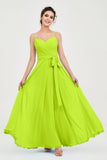 Spaghetti Straps Chiffon Bridesmaid Dress Sweetheart A line Formal Evening Dresses Gowns