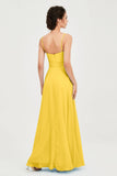 Spaghetti Straps Chiffon Bridesmaid Dress Sweetheart A line Formal Evening Dresses Gowns