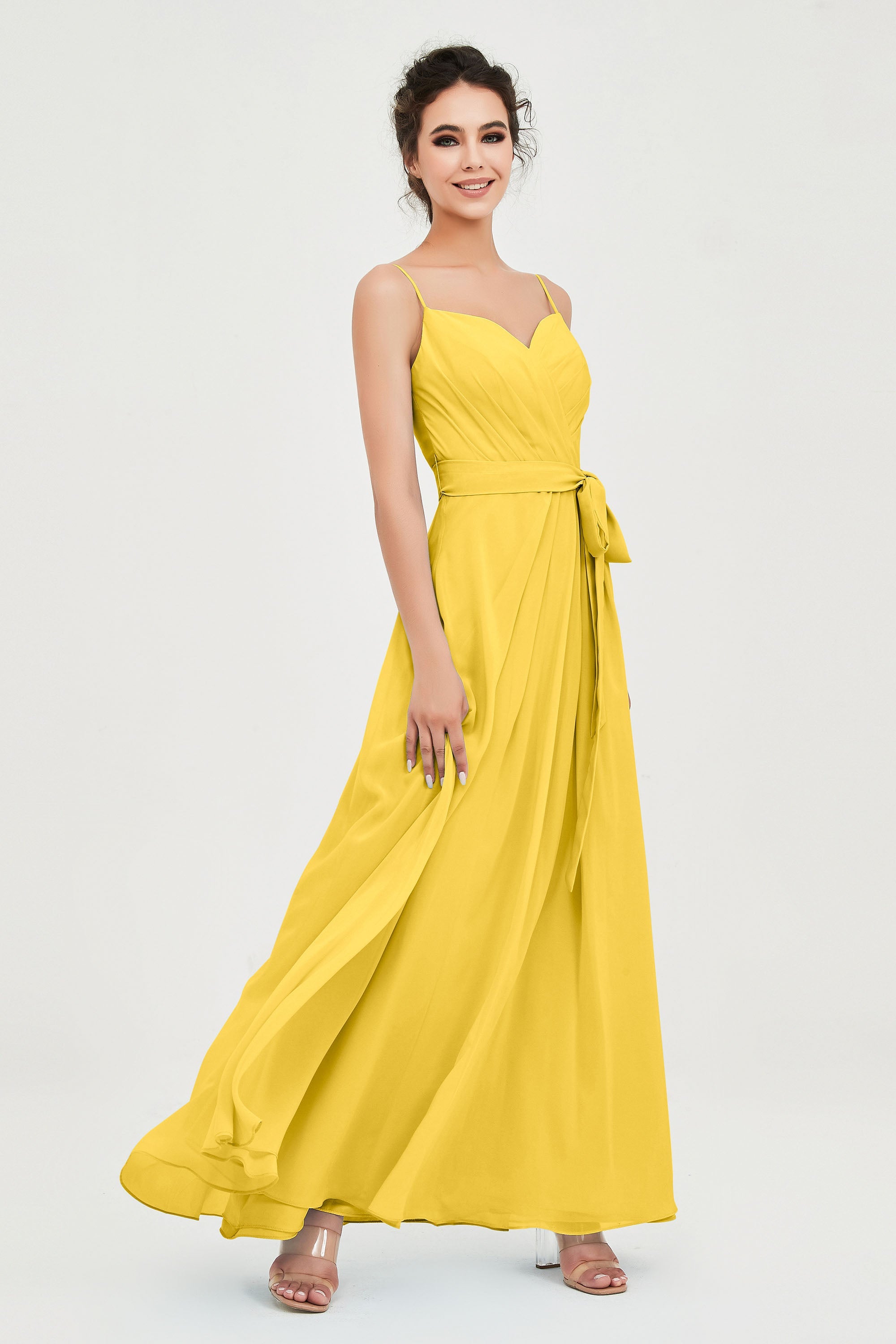 Spaghetti Straps Chiffon Bridesmaid Dress Sweetheart A line Formal Evening Dresses Gowns