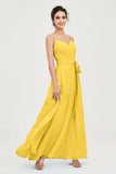 Spaghetti Straps Chiffon Bridesmaid Dress Sweetheart A line Formal Evening Dresses Gowns