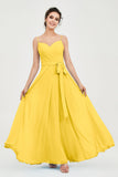 Spaghetti Straps Chiffon Bridesmaid Dress Sweetheart A line Formal Evening Dresses Gowns