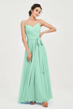 Spaghetti Straps Chiffon Bridesmaid Dress Sweetheart A line Formal Evening Dresses Gowns