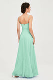 Spaghetti Straps Chiffon Bridesmaid Dress Sweetheart A line Formal Evening Dresses Gowns