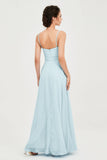 Spaghetti Straps Chiffon Bridesmaid Dress Sweetheart A line Formal Evening Dresses Gowns