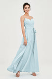 Spaghetti Straps Chiffon Bridesmaid Dress Sweetheart A line Formal Evening Dresses Gowns