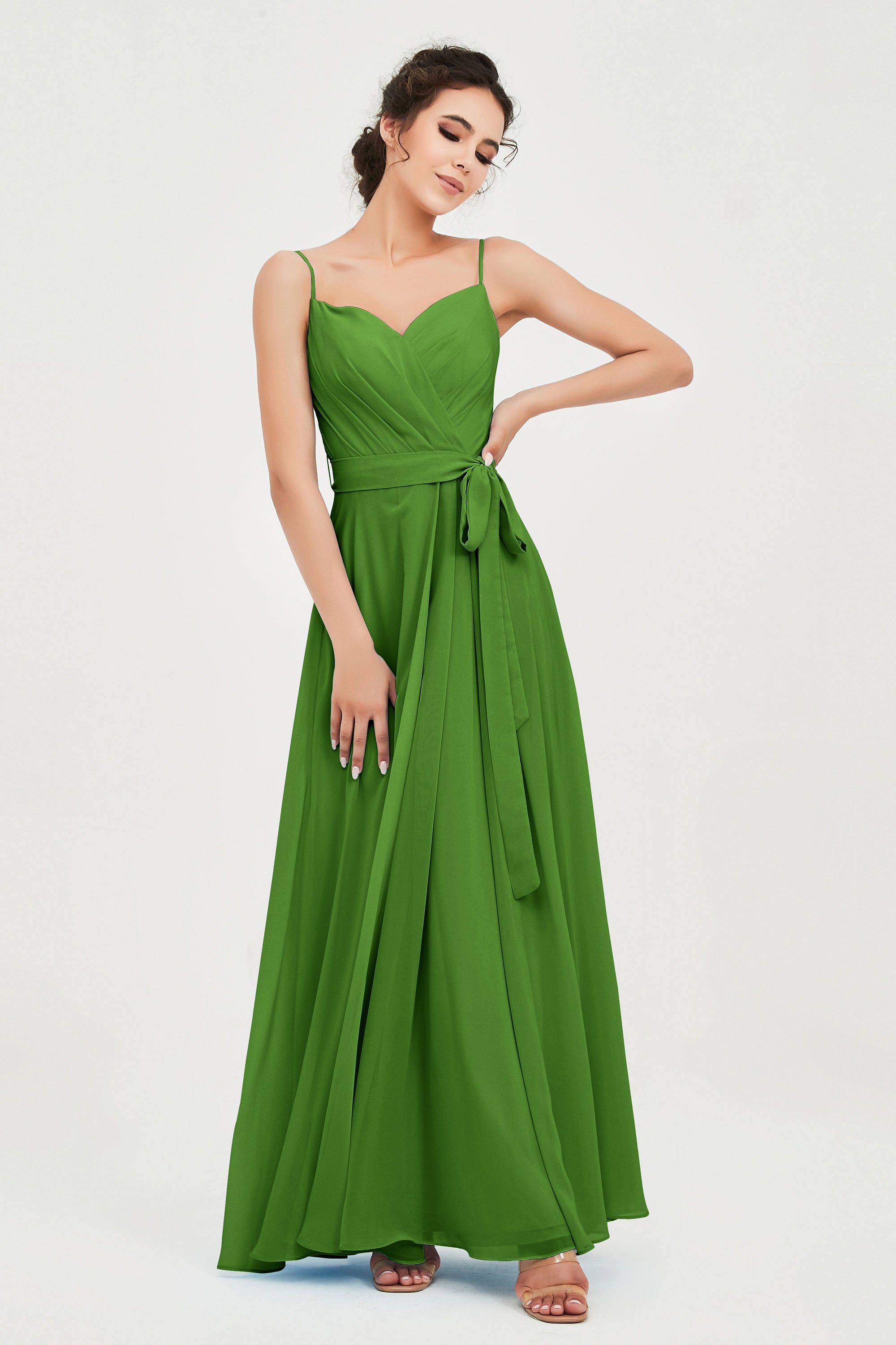 Spaghetti Straps Chiffon Bridesmaid Dress Sweetheart A line Formal Evening Dresses Gowns
