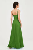 Spaghetti Straps Chiffon Bridesmaid Dress Sweetheart A line Formal Evening Dresses Gowns