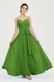 Spaghetti Straps Chiffon Bridesmaid Dress Sweetheart A line Formal Evening Dresses Gowns