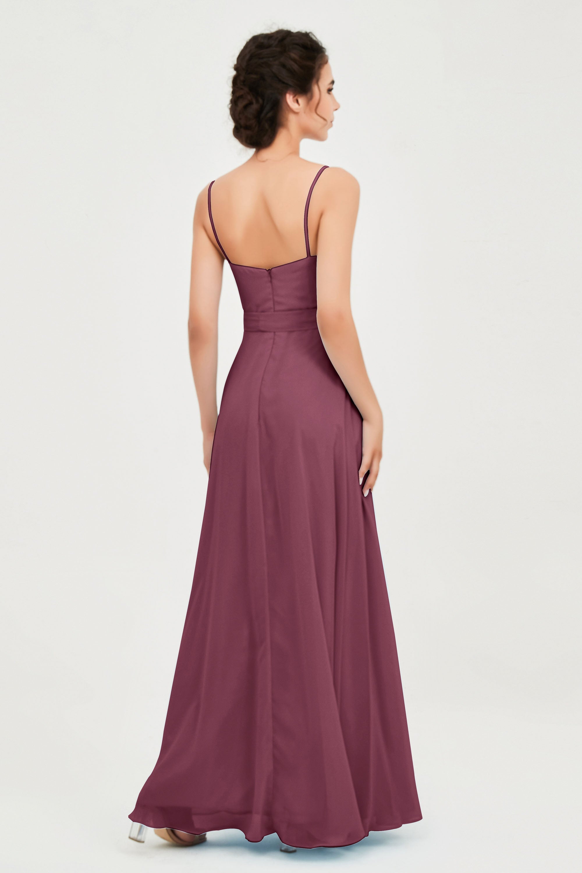 Spaghetti Straps Chiffon Bridesmaid Dress Sweetheart A line Formal Evening Dresses Gowns
