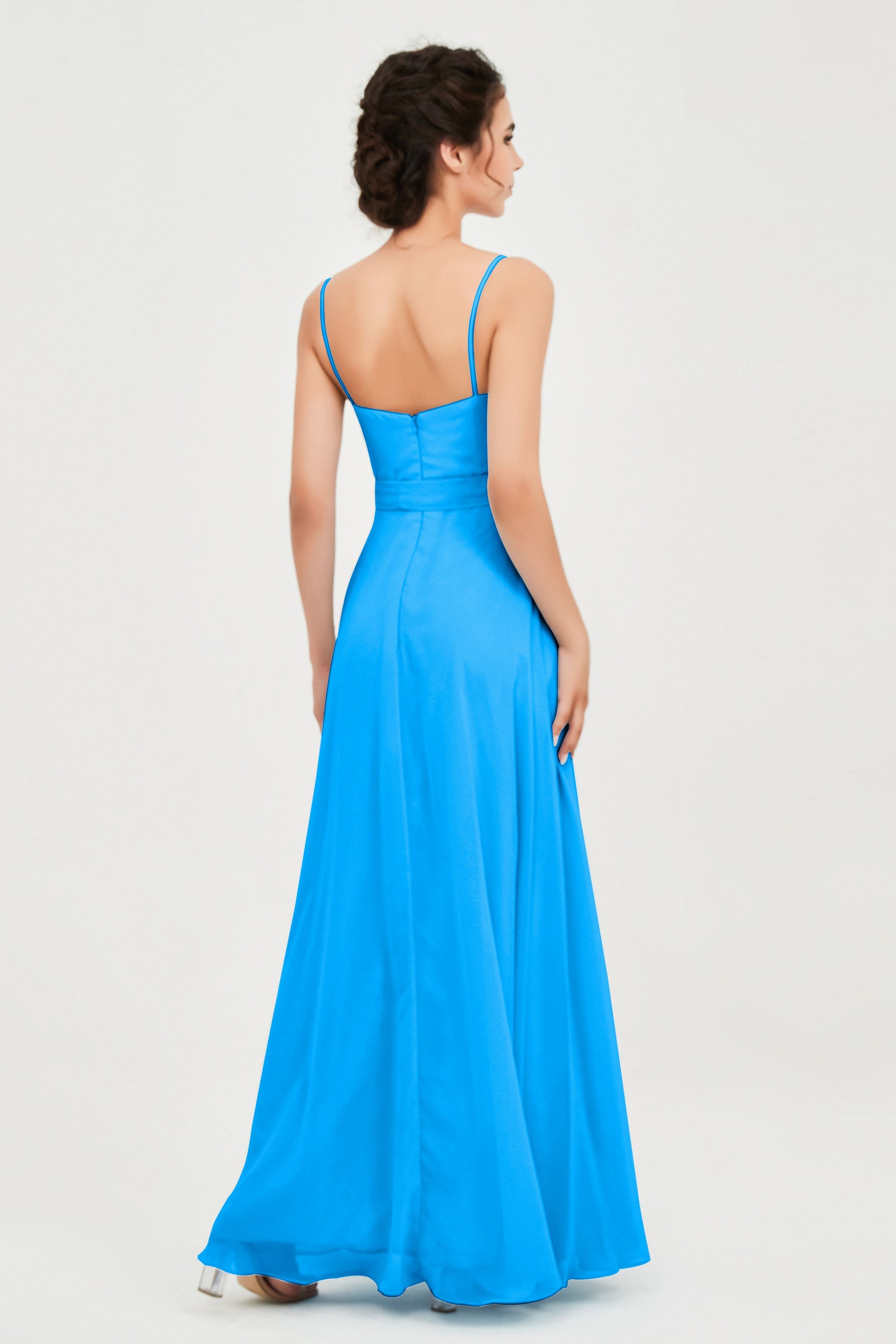Spaghetti Straps Chiffon Bridesmaid Dress Sweetheart A line Formal Evening Dresses Gowns