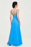 Spaghetti Straps Chiffon Bridesmaid Dress Sweetheart A line Formal Evening Dresses Gowns