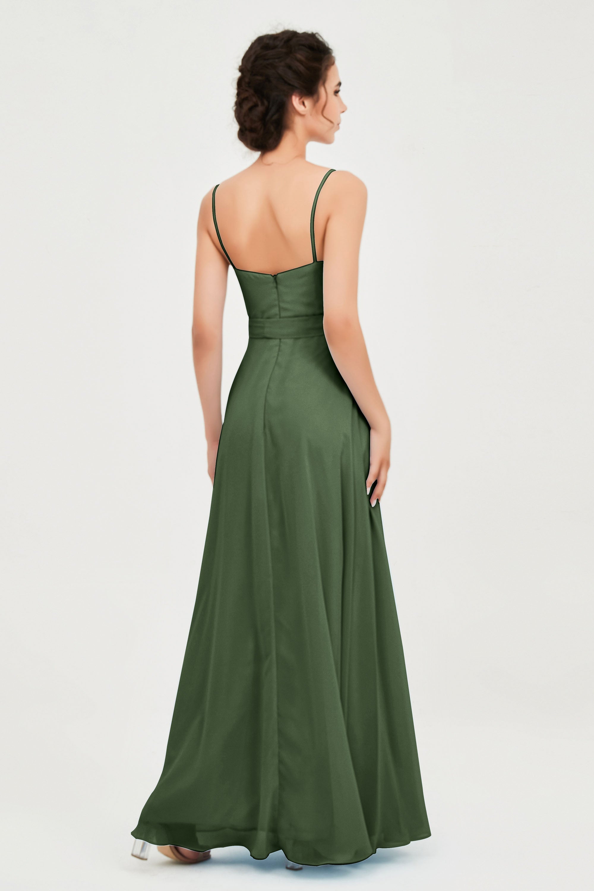 Spaghetti Straps Chiffon Bridesmaid Dress Sweetheart A line Formal Evening Dresses Gowns