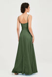 Spaghetti Straps Chiffon Bridesmaid Dress Sweetheart A line Formal Evening Dresses Gowns