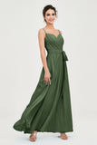 Spaghetti Straps Chiffon Bridesmaid Dress Sweetheart A line Formal Evening Dresses Gowns
