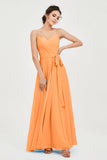 Spaghetti Straps Chiffon Bridesmaid Dress Sweetheart A line Formal Evening Dresses Gowns