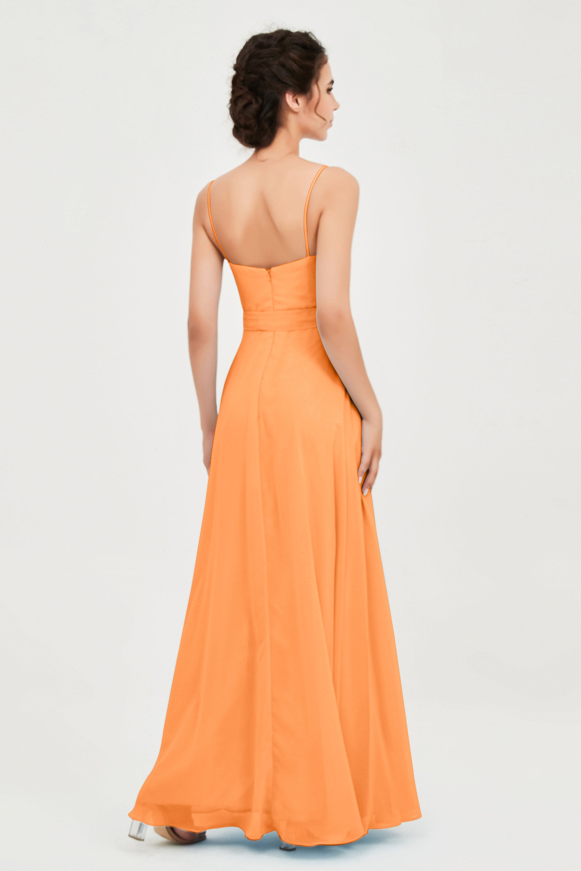 Spaghetti Straps Chiffon Bridesmaid Dress Sweetheart A line Formal Evening Dresses Gowns