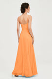 Spaghetti Straps Chiffon Bridesmaid Dress Sweetheart A line Formal Evening Dresses Gowns
