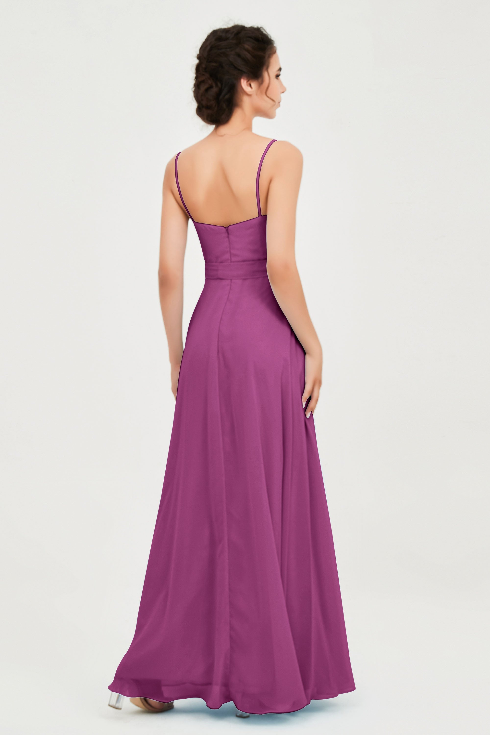 Spaghetti Straps Chiffon Bridesmaid Dress Sweetheart A line Formal Evening Dresses Gowns