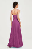 Spaghetti Straps Chiffon Bridesmaid Dress Sweetheart A line Formal Evening Dresses Gowns