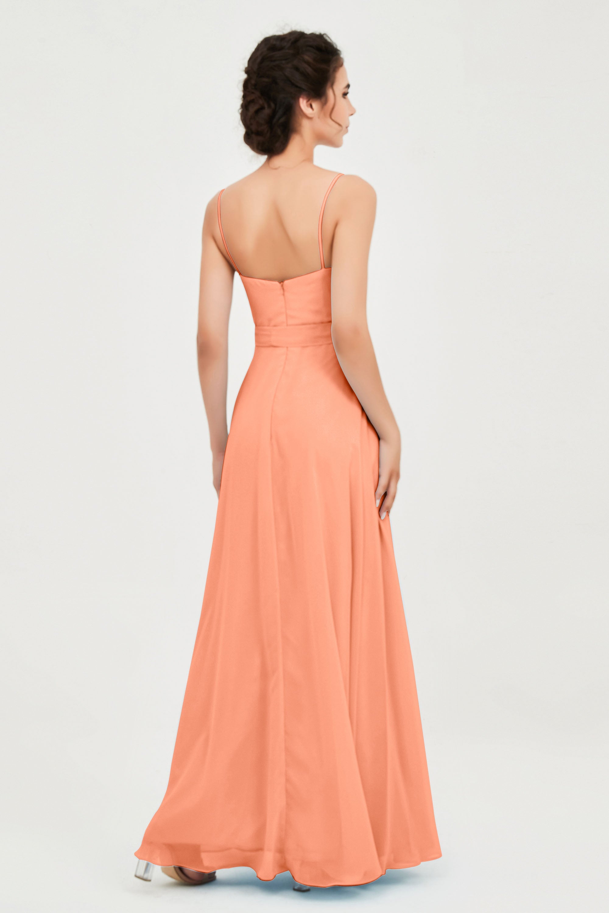 Spaghetti Straps Chiffon Bridesmaid Dress Sweetheart A line Formal Evening Dresses Gowns
