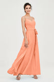 Spaghetti Straps Chiffon Bridesmaid Dress Sweetheart A line Formal Evening Dresses Gowns