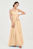 Spaghetti Straps Chiffon Bridesmaid Dress Sweetheart A line Formal Evening Dresses Gowns
