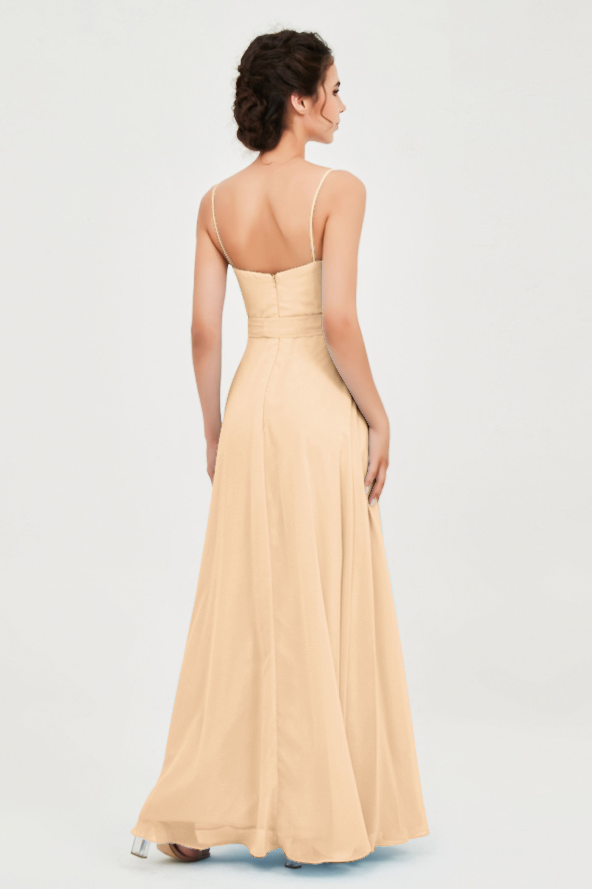 Spaghetti Straps Chiffon Bridesmaid Dress Sweetheart A line Formal Evening Dresses Gowns