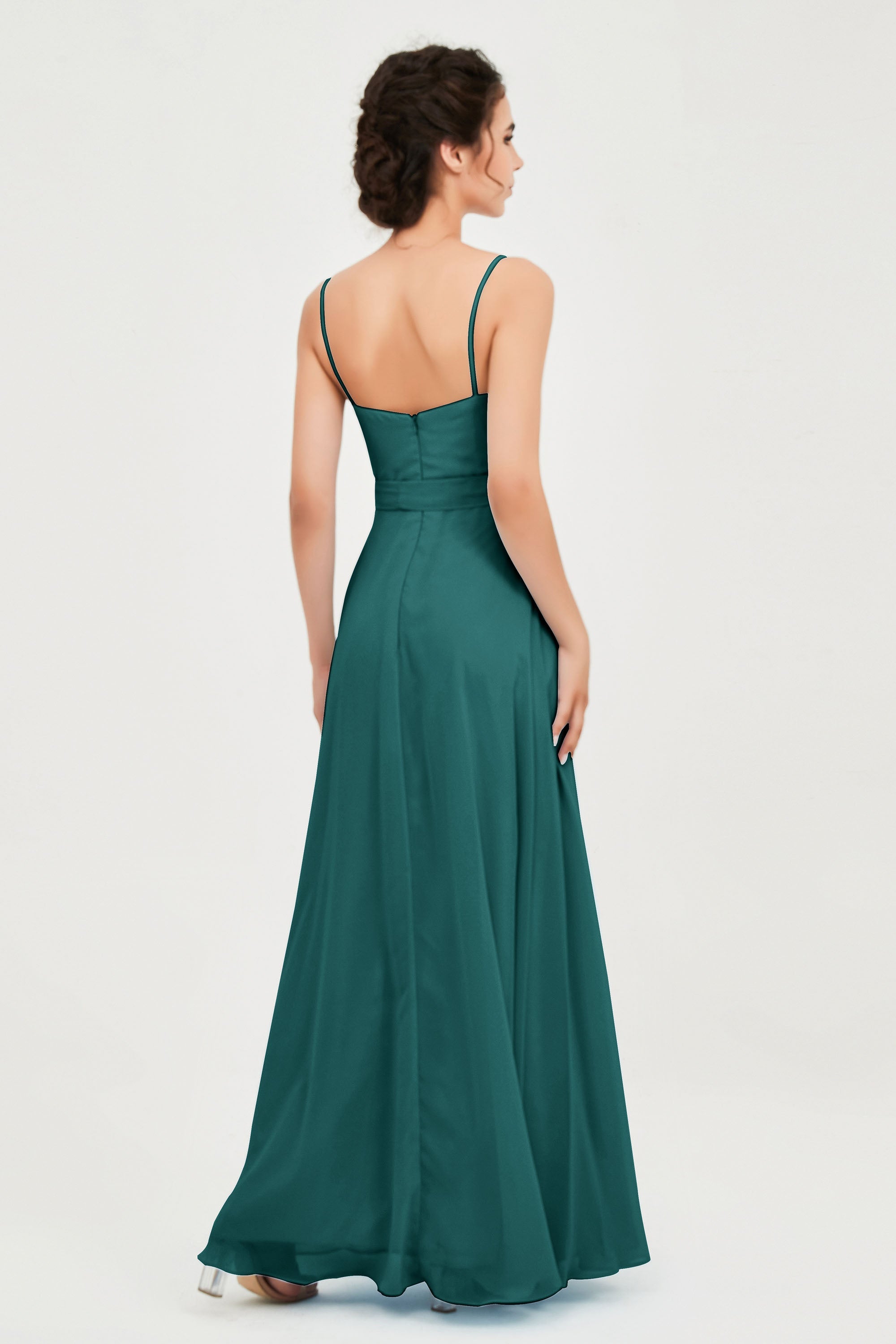 Spaghetti Straps Chiffon Bridesmaid Dress Sweetheart A line Formal Evening Dresses Gowns