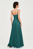 Spaghetti Straps Chiffon Bridesmaid Dress Sweetheart A line Formal Evening Dresses Gowns