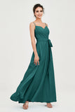 Spaghetti Straps Chiffon Bridesmaid Dress Sweetheart A line Formal Evening Dresses Gowns