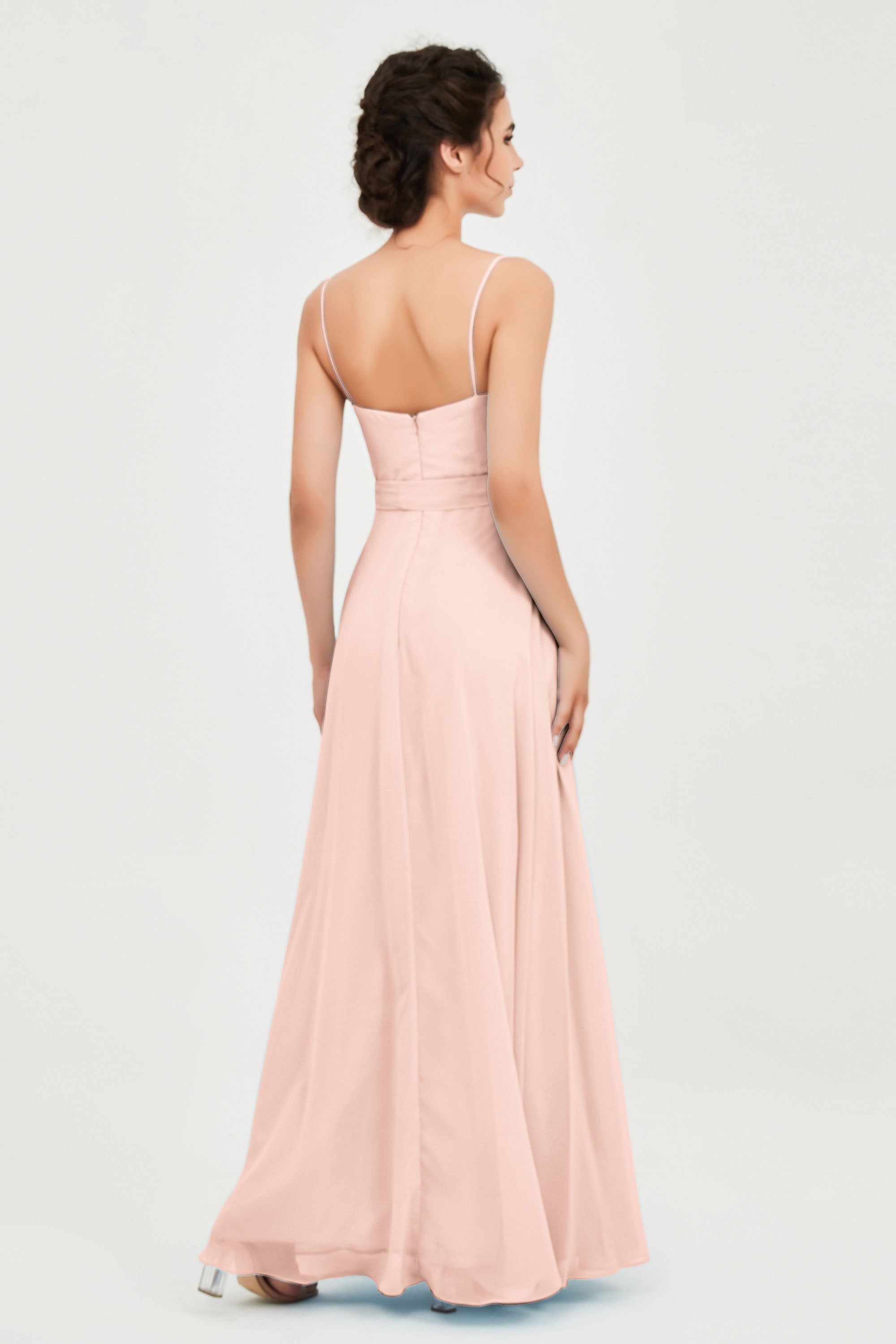 Spaghetti Straps Chiffon Bridesmaid Dress Sweetheart A line Formal Evening Dresses Gowns