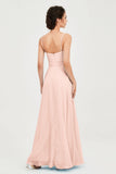 Spaghetti Straps Chiffon Bridesmaid Dress Sweetheart A line Formal Evening Dresses Gowns