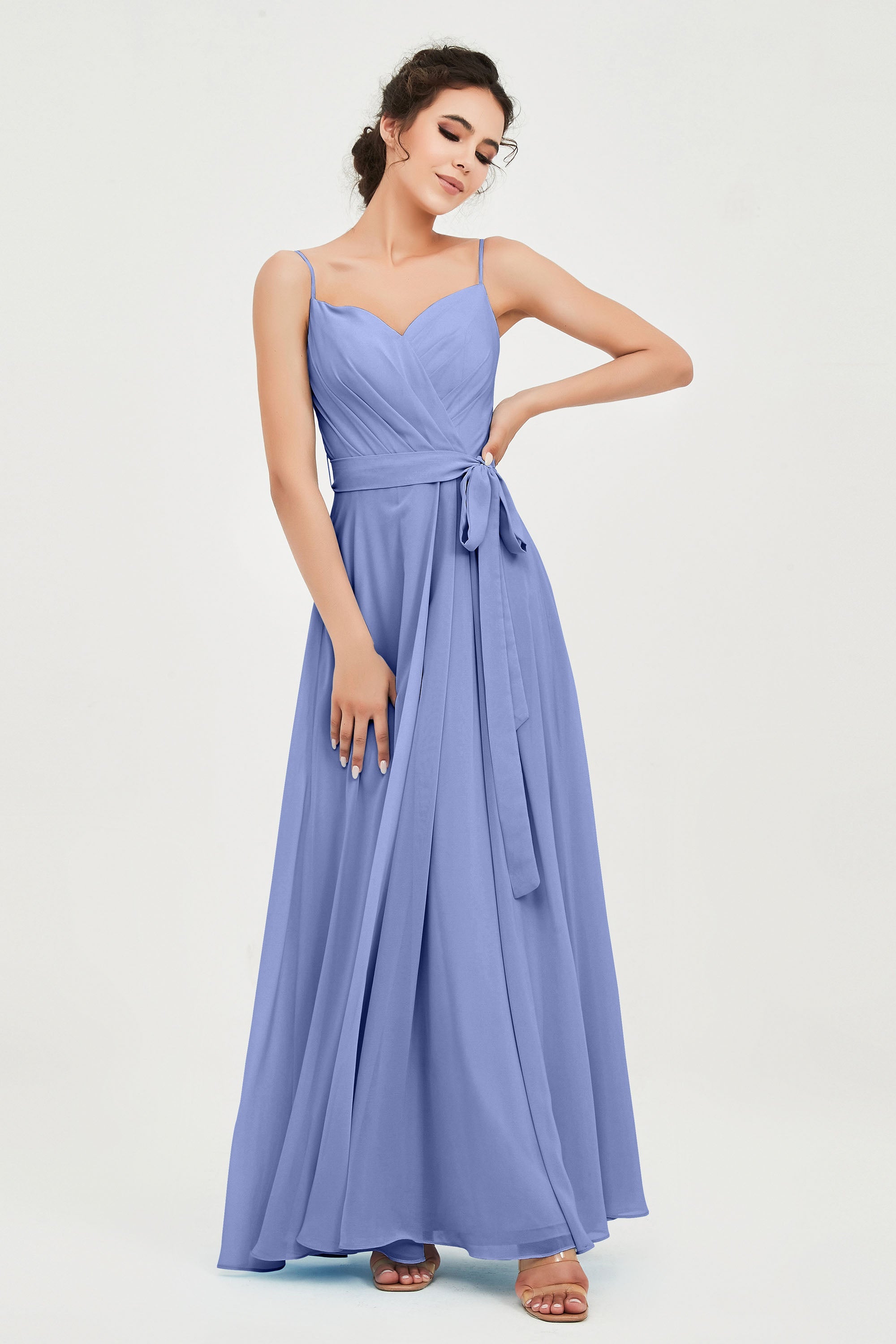 Spaghetti Straps Chiffon Bridesmaid Dress Sweetheart A line Formal Evening Dresses Gowns