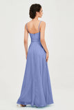 Spaghetti Straps Chiffon Bridesmaid Dress Sweetheart A line Formal Evening Dresses Gowns