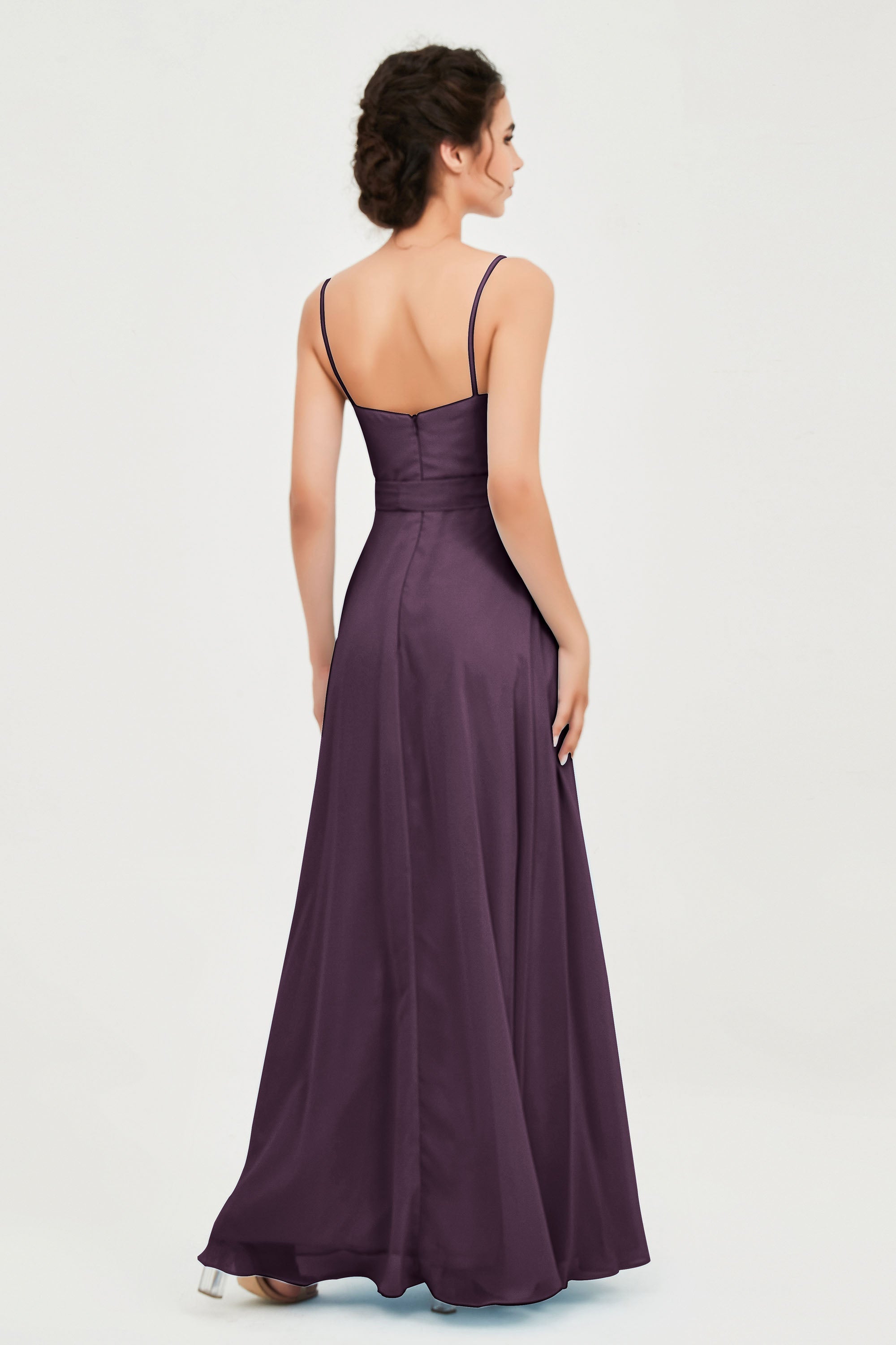 Spaghetti Straps Chiffon Bridesmaid Dress Sweetheart A line Formal Evening Dresses Gowns