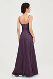 Spaghetti Straps Chiffon Bridesmaid Dress Sweetheart A line Formal Evening Dresses Gowns