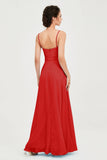 Spaghetti Straps Chiffon Bridesmaid Dress Sweetheart A line Formal Evening Dresses Gowns
