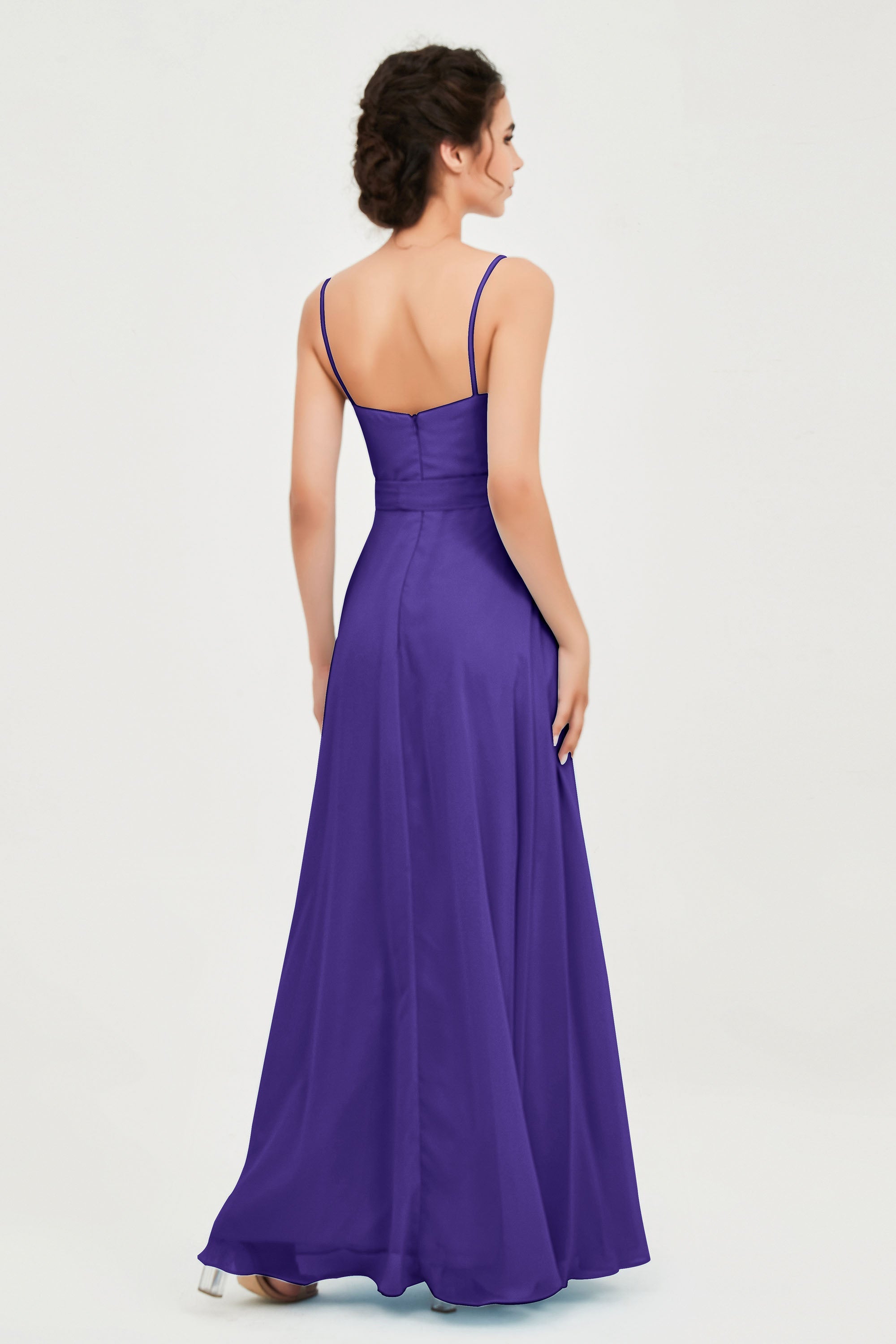 Spaghetti Straps Chiffon Bridesmaid Dress Sweetheart A line Formal Evening Dresses Gowns