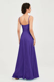 Spaghetti Straps Chiffon Bridesmaid Dress Sweetheart A line Formal Evening Dresses Gowns