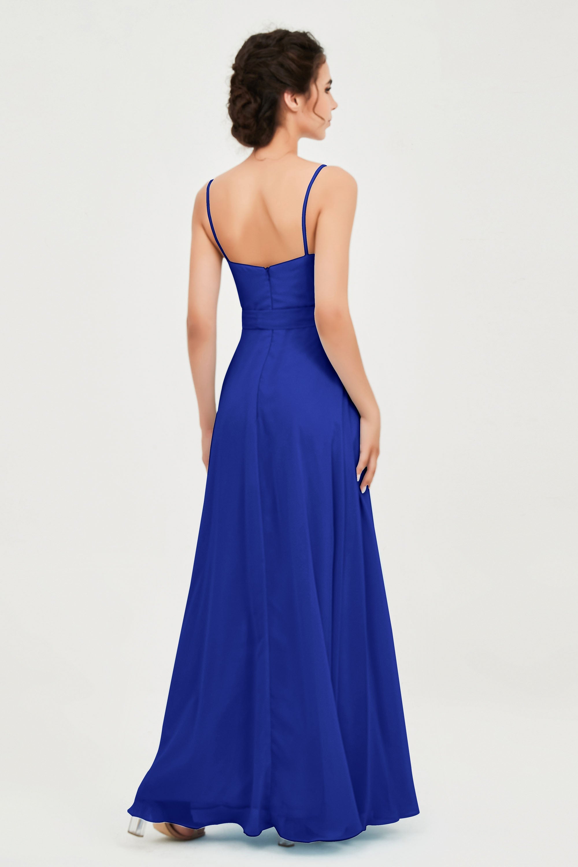 Spaghetti Straps Chiffon Bridesmaid Dress Sweetheart A line Formal Evening Dresses Gowns