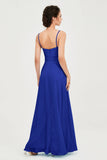 Spaghetti Straps Chiffon Bridesmaid Dress Sweetheart A line Formal Evening Dresses Gowns