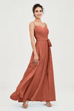 Spaghetti Straps Chiffon Bridesmaid Dress Sweetheart A line Formal Evening Dresses Gowns