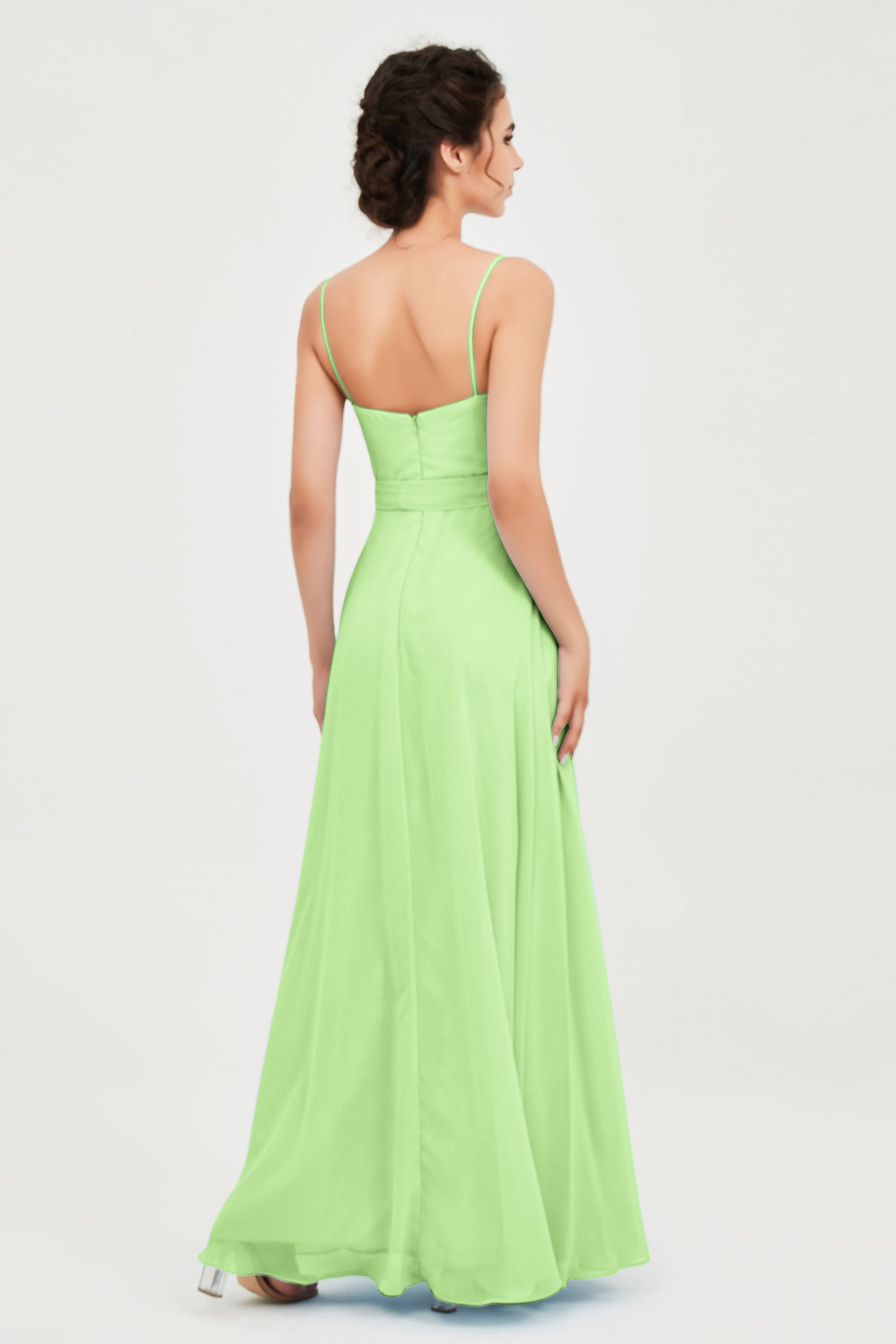 Spaghetti Straps Chiffon Bridesmaid Dress Sweetheart A line Formal Evening Dresses Gowns
