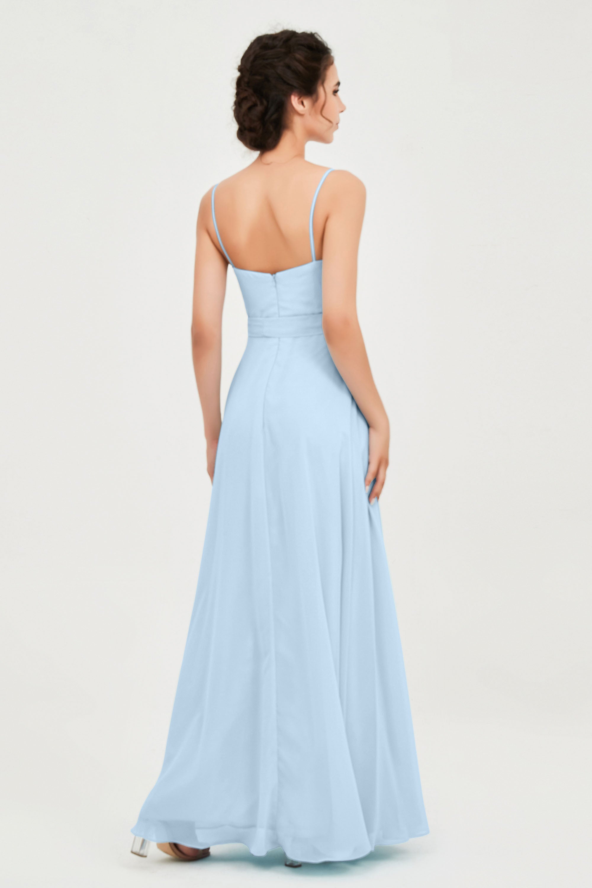 Spaghetti Straps Chiffon Bridesmaid Dress Sweetheart A line Formal Evening Dresses Gowns