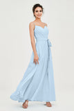Spaghetti Straps Chiffon Bridesmaid Dress Sweetheart A line Formal Evening Dresses Gowns