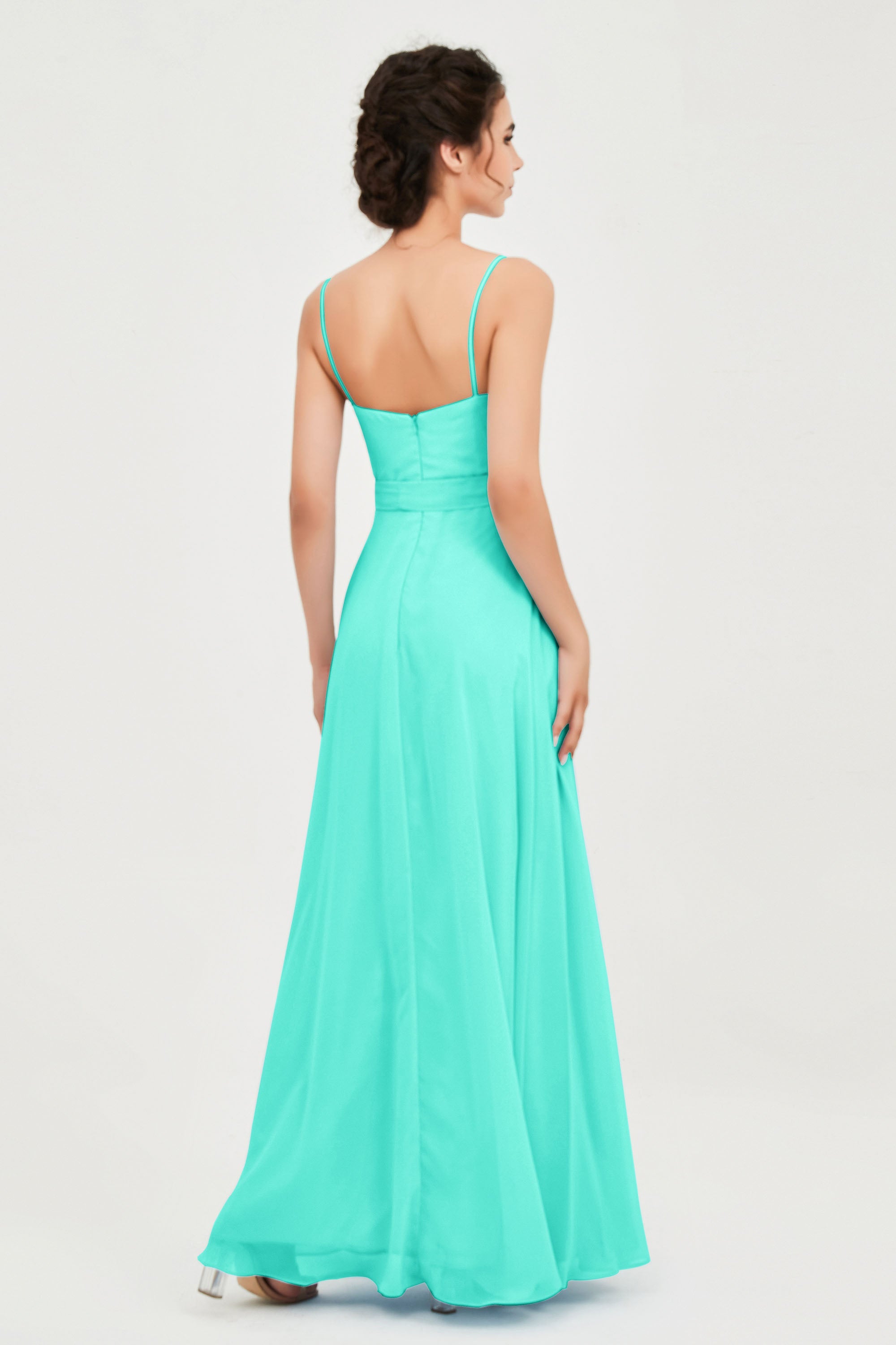 Spaghetti Straps Chiffon Bridesmaid Dress Sweetheart A line Formal Evening Dresses Gowns