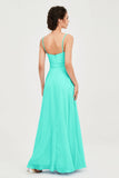 Spaghetti Straps Chiffon Bridesmaid Dress Sweetheart A line Formal Evening Dresses Gowns