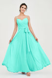 Spaghetti Straps Chiffon Bridesmaid Dress Sweetheart A line Formal Evening Dresses Gowns