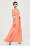 Spaghetti Straps Chiffon Bridesmaid Dress Sweetheart A line Formal Evening Dresses Gowns
